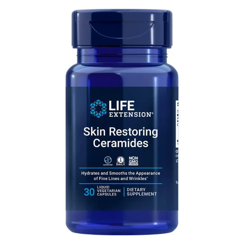 LIFE EXTENSION, CERAMIDAS RESTAURADORAS DA PELE 30 CáPSULAS SEM Sabor