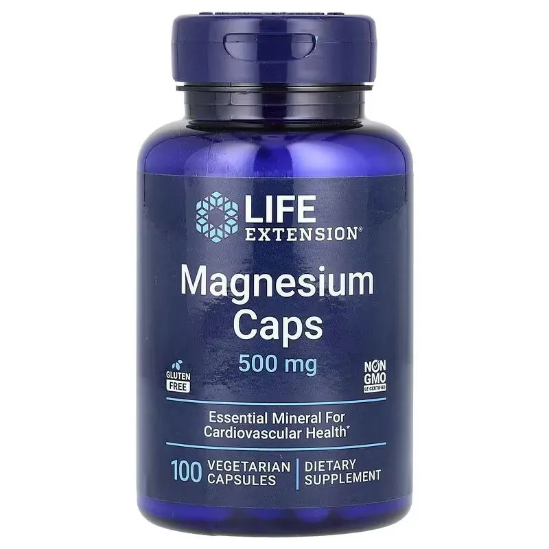MAGNESIUM CAPS 500MG 100 CáPSULAS VEGETAIS LIFE EXTENSION