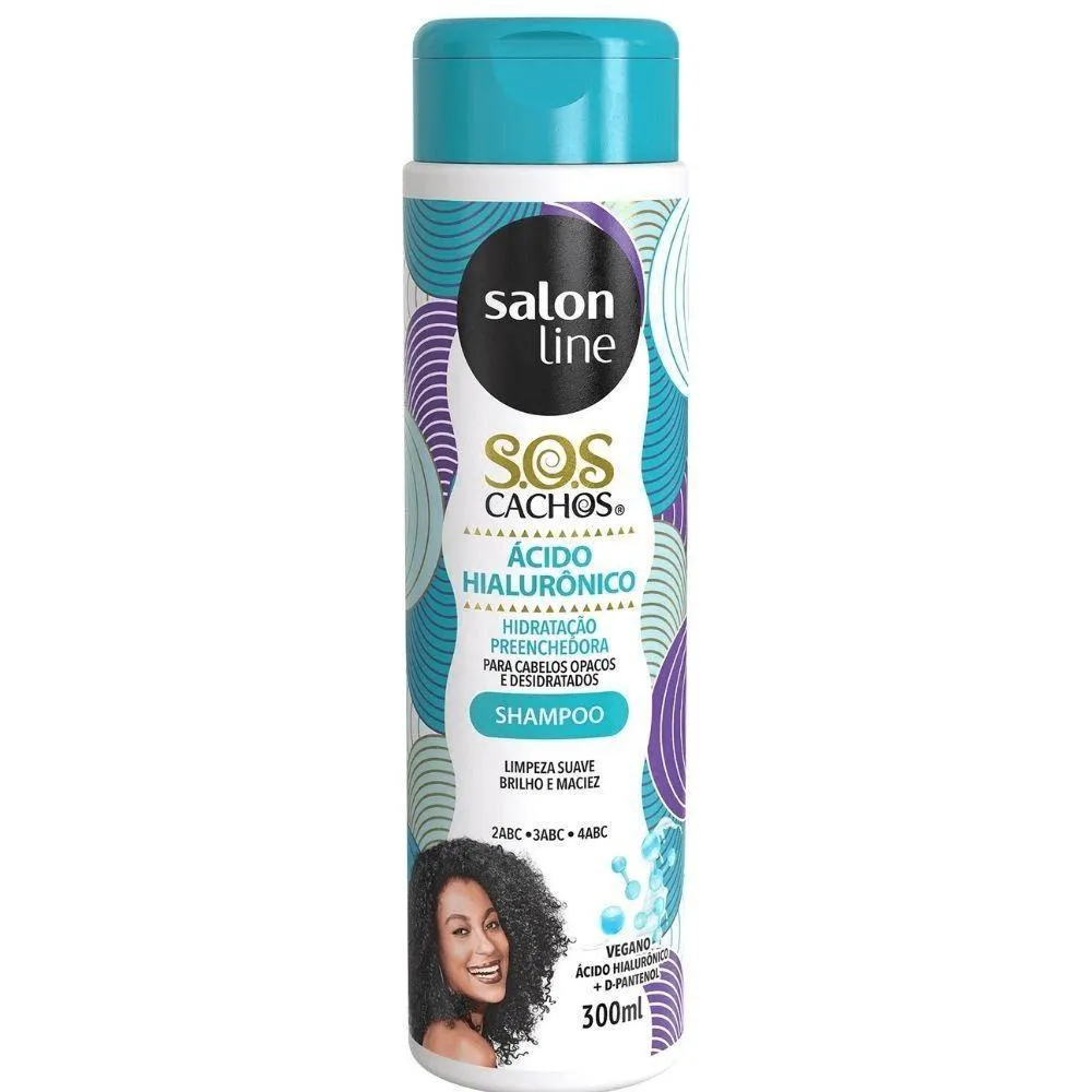 SHAMPOO SOS CACHOS ÁCIDO HIALURôNICO SALON LINE 300ML