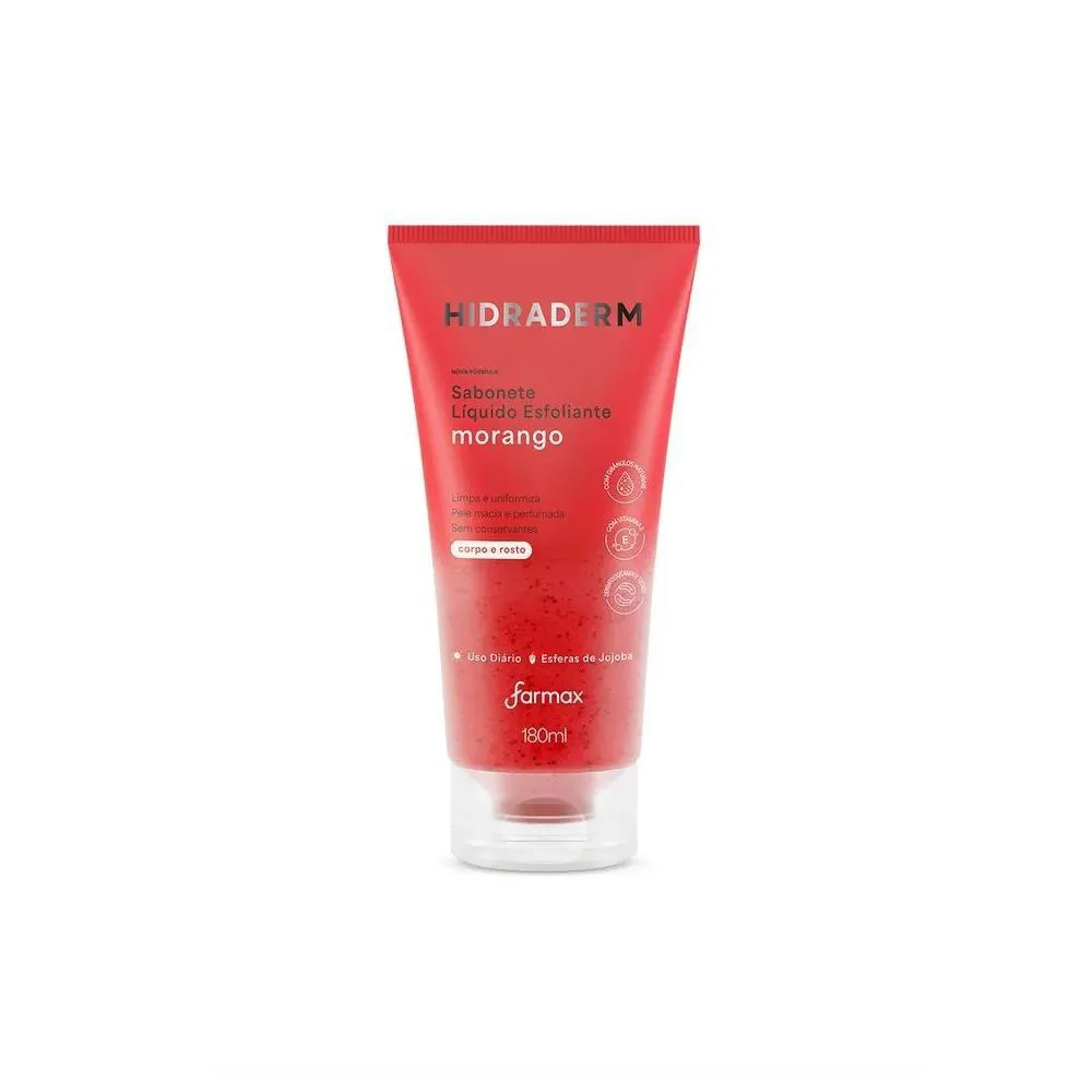 HIDRADERM SABONETE LIQUIDO ESFOLIANTE MORANGO 180ML FARMAX