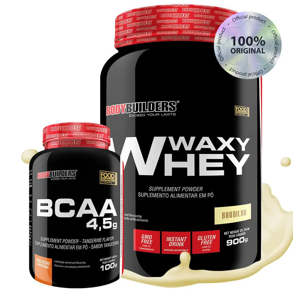 KIT WAXY WHEY 900G + BCAA 100G - BODYBUILDERS  Baunilha