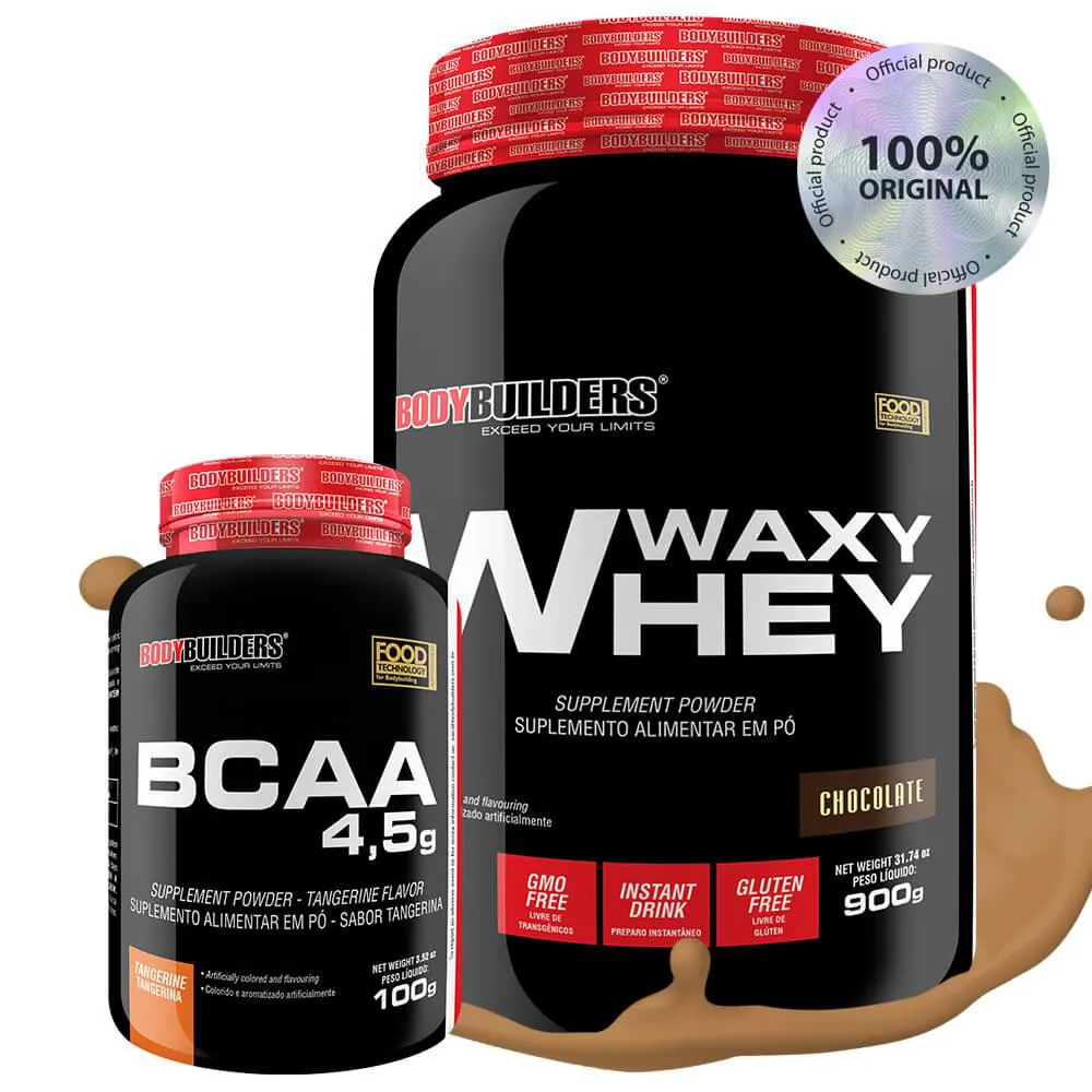KIT WAXY WHEY 900G + BCAA 100G - BODYBUILDERS  Chocolate