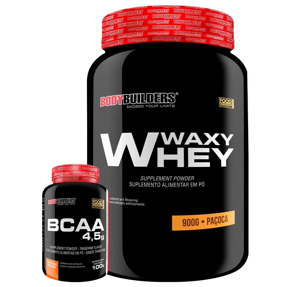 KIT WAXY WHEY 900G + BCAA 100G - BODYBUILDERS  Paçoca
