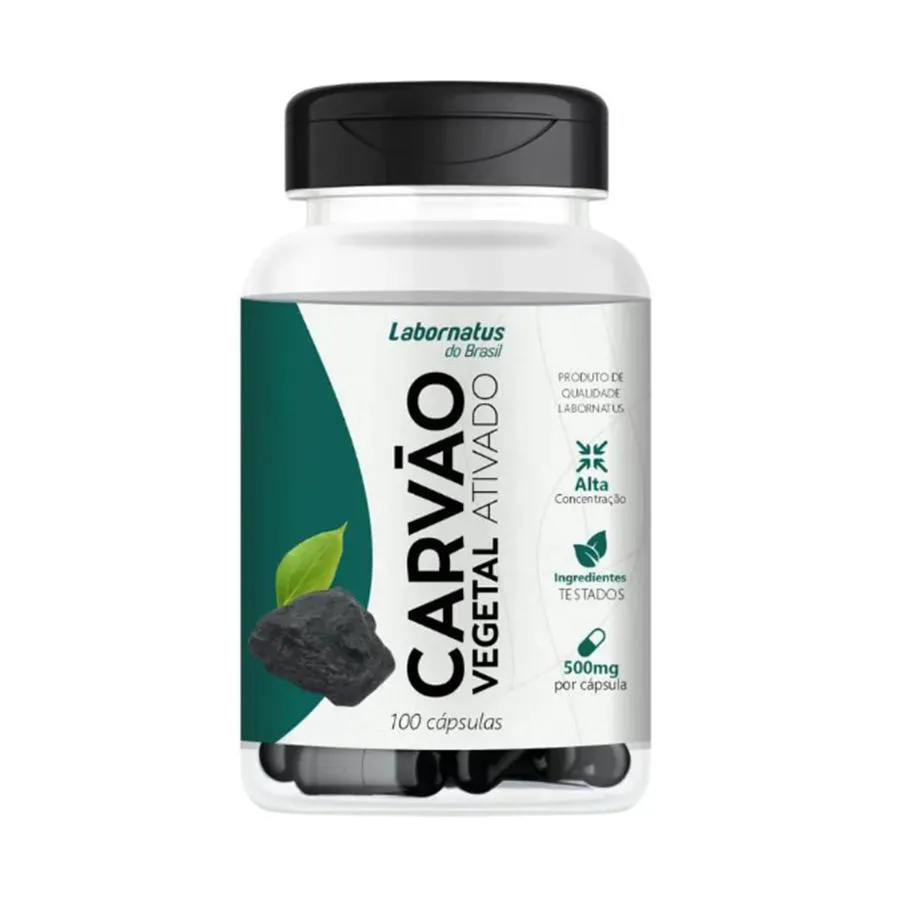 CARVãO VEGETAL ATIVADO ALTA CONCENTRAçãO 500MG 100 CáPSULAS LABORNATUS