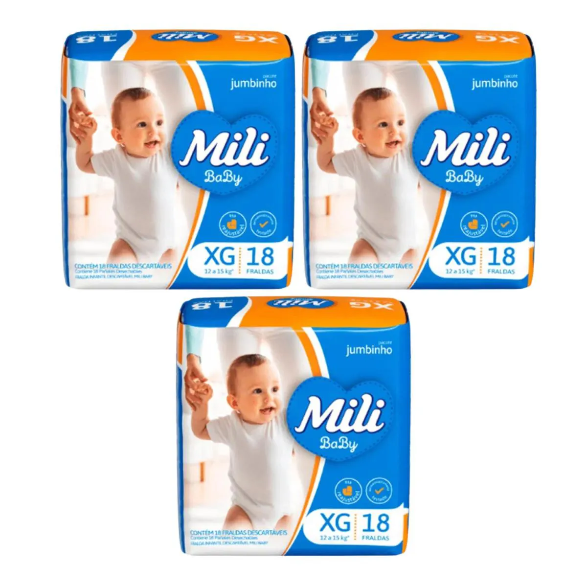 KIT C3 FRALDA JUMBINHO XG CONFORTO SEGURANçA - MILI