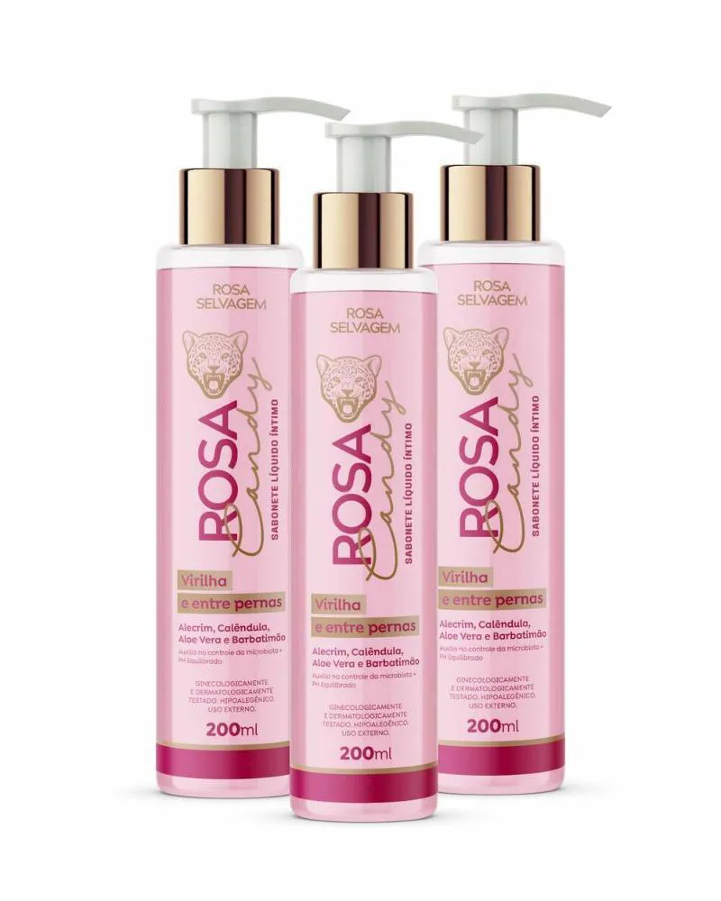 KIT 3 UNIDADES DO SABONETE LíQUIDO ÍNTIMO ROSA CANDY 200ML