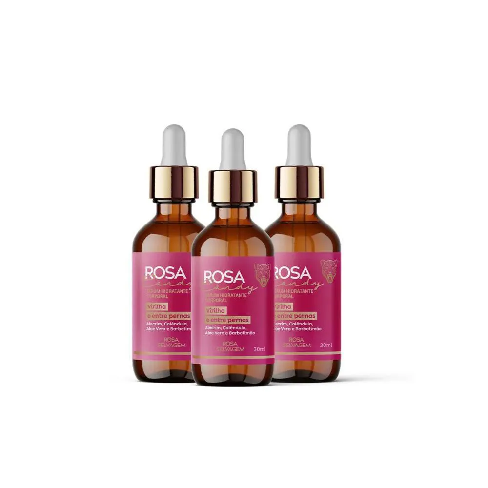 KIT 3 UNIDADES DO SéRUM HIDRATANTE CORPORAL ROSA CANDY 30ML