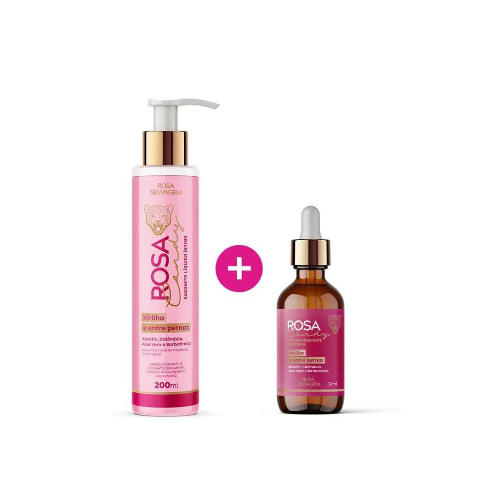 KIT SéRUM HIDRATANTE + SABONETE LíQUIDO ÍNTIMO ROSA CANDY