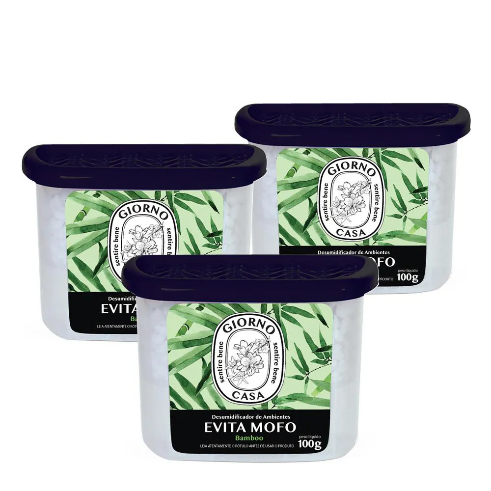 KIT GIORNO CASA SENTIRE BENE EVITA MOFO BAMBOO - DESUMIDIFICADOR DE AMBIENTES 100G (3 UNIDADES)