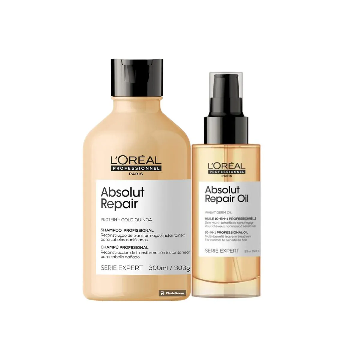 KIT LóREAL SHAMPOO PROFESSIONNEL ABSOLUT REPAIR GOLD QUINOA + OIL REPARADOR ABSOLUT REPAIR