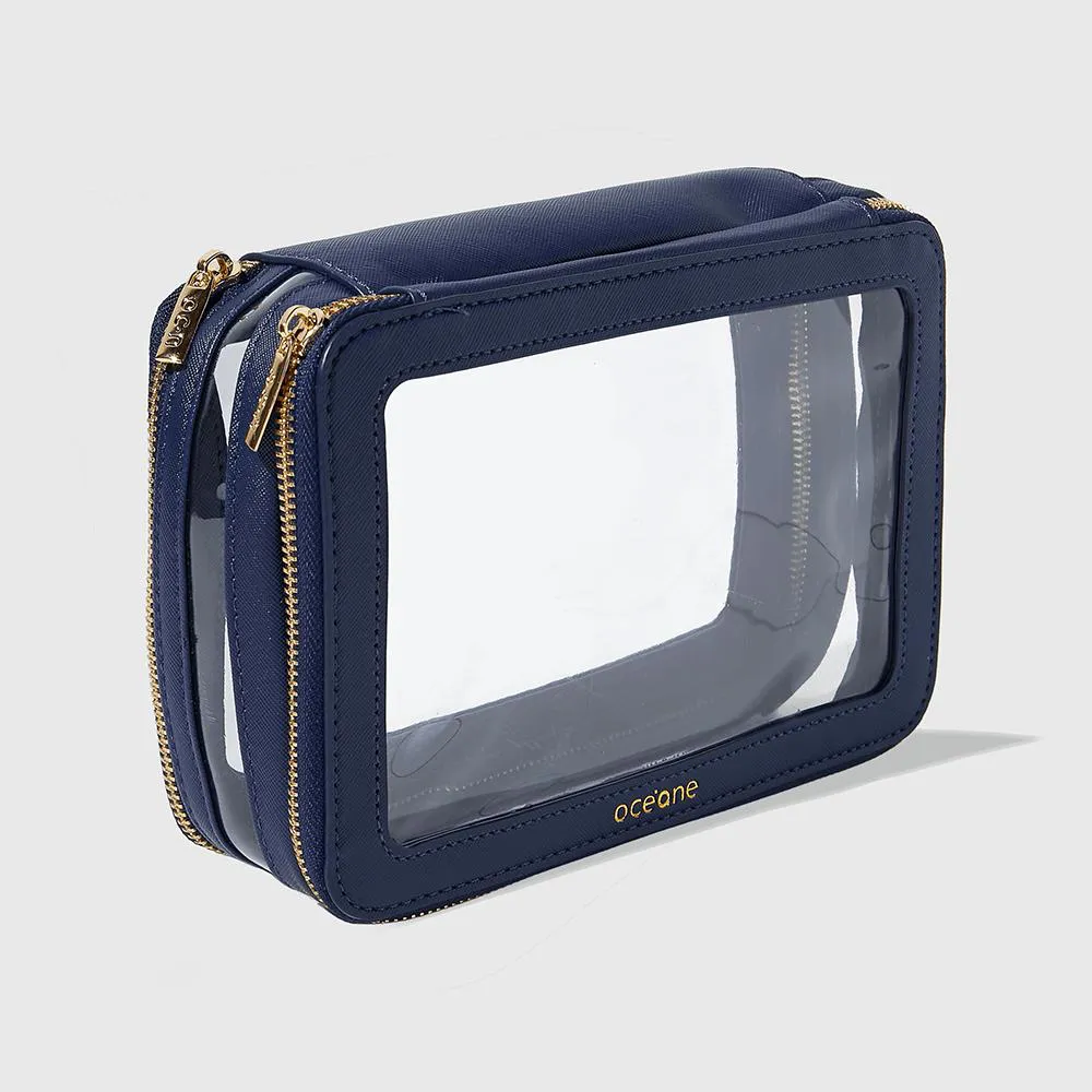 NéCESSAIRE AZUL MARINHO COM TRANSPARêNCIA - DOUBLE CRYSTAL CASE