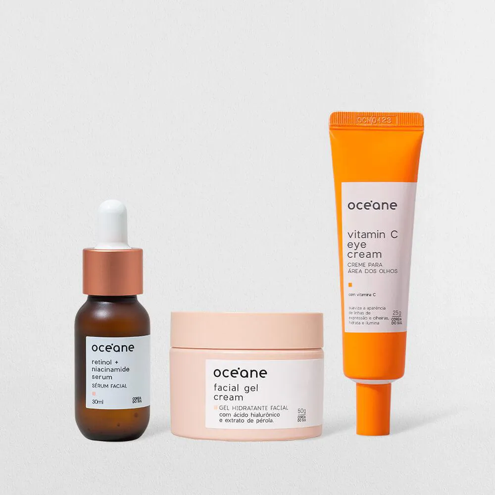 KIT GEL HIDRATANTE FACIAL CREME PARA ÁREA DOS OLHOS SéRUM DE RETINOL