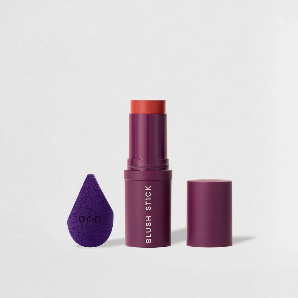 KIT BLUSH STICK BERRY KISS + ESPONJA DE MAQUIAGEM SISTER BLEND ROXA OCéANE PURPLE (2 PRODUTOS)