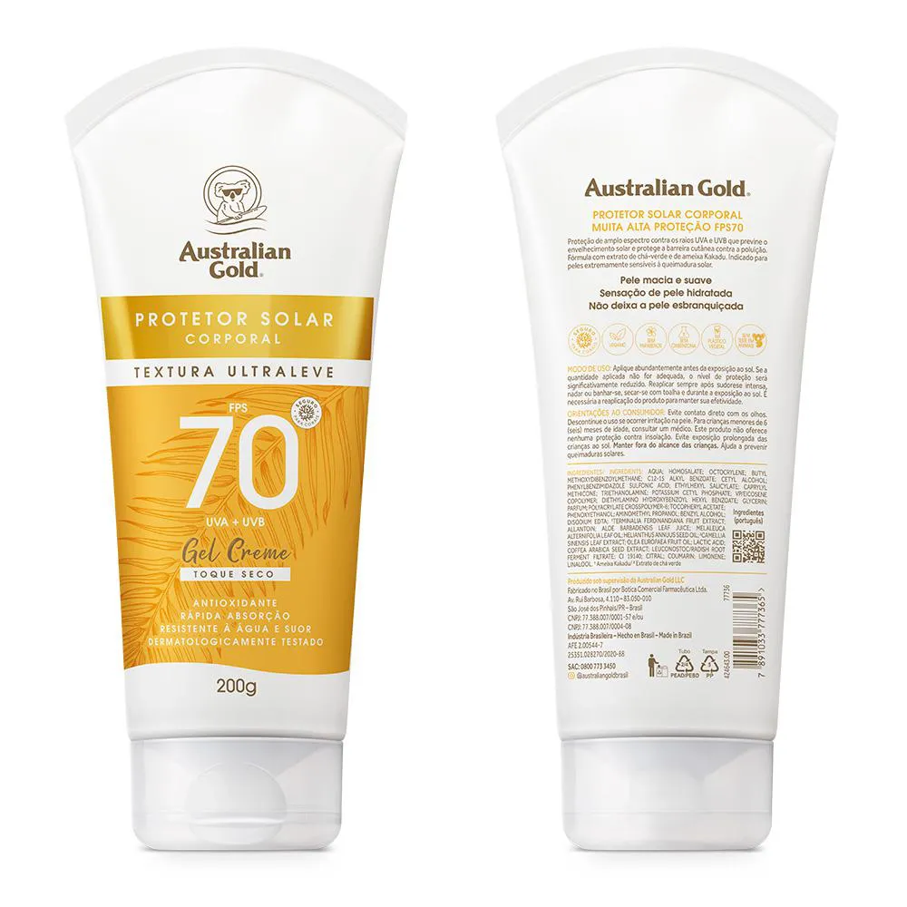 PROTETOR SOLAR AUSTRALIAN GOLD GEL CREME FPS50 - 200G