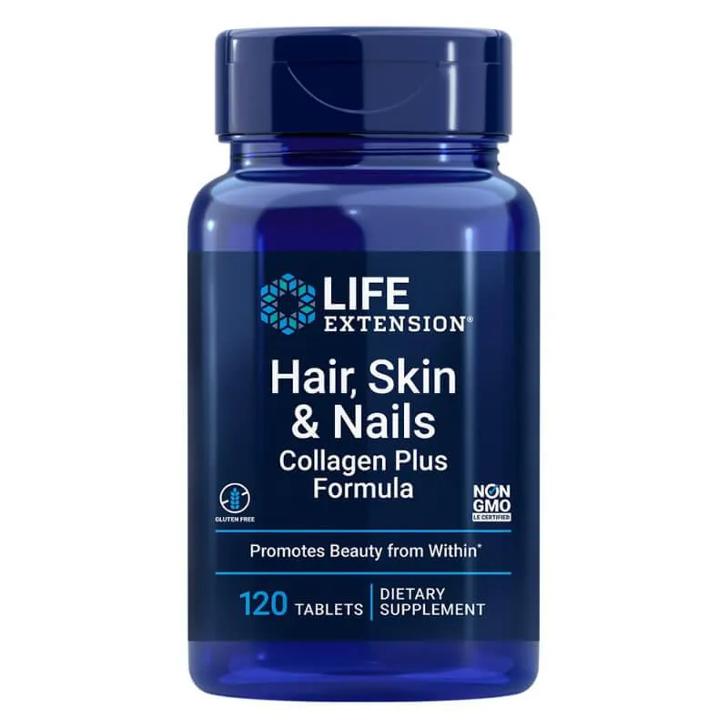 LIFE EXTENSION, COLáGENO PLUS PARA CABELO, PELE E UNHAS (SKIN, HAIR E NAILS) 120 TABLETES SEM Sabor