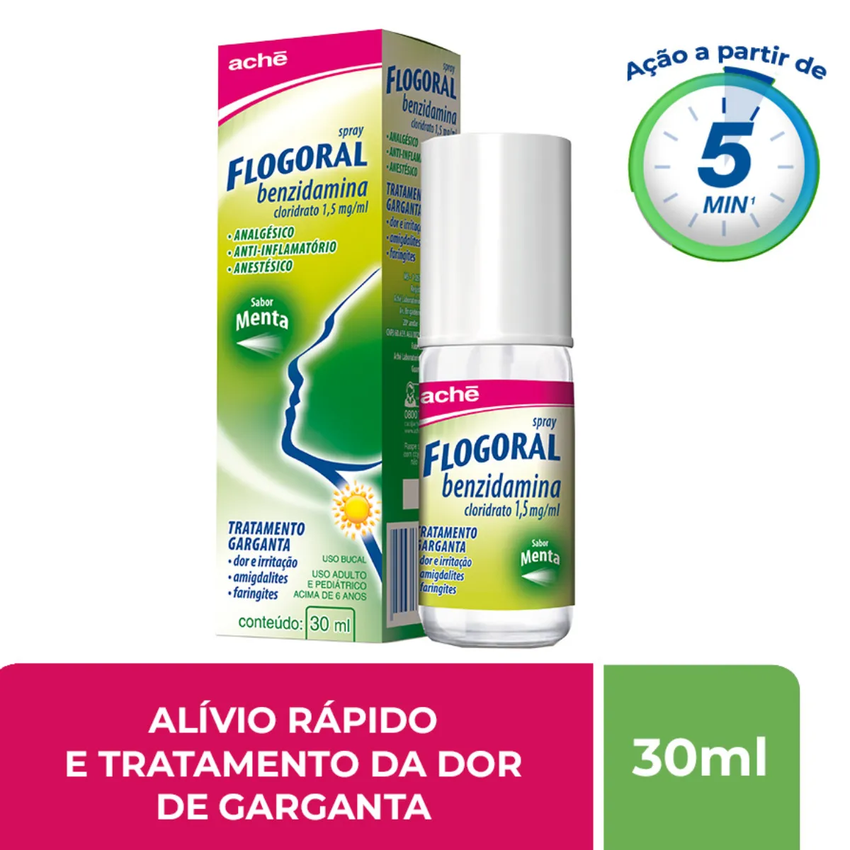 Spray para Garganta Flogoral Sabor Menta 30ml