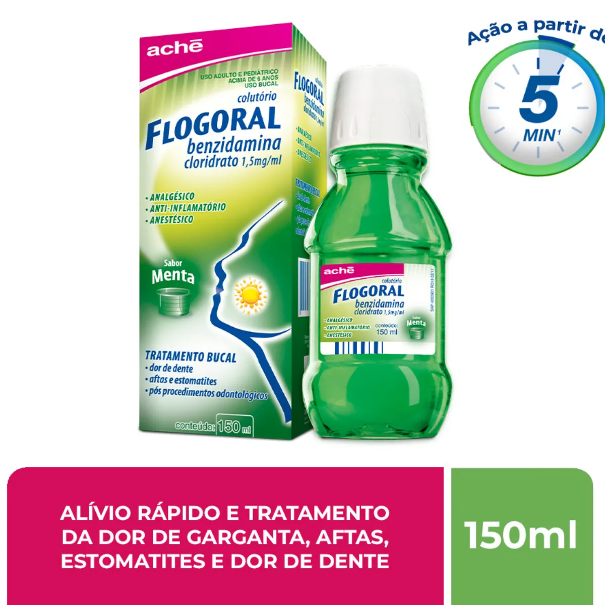 Colutório Flogoral Menta com 150ml