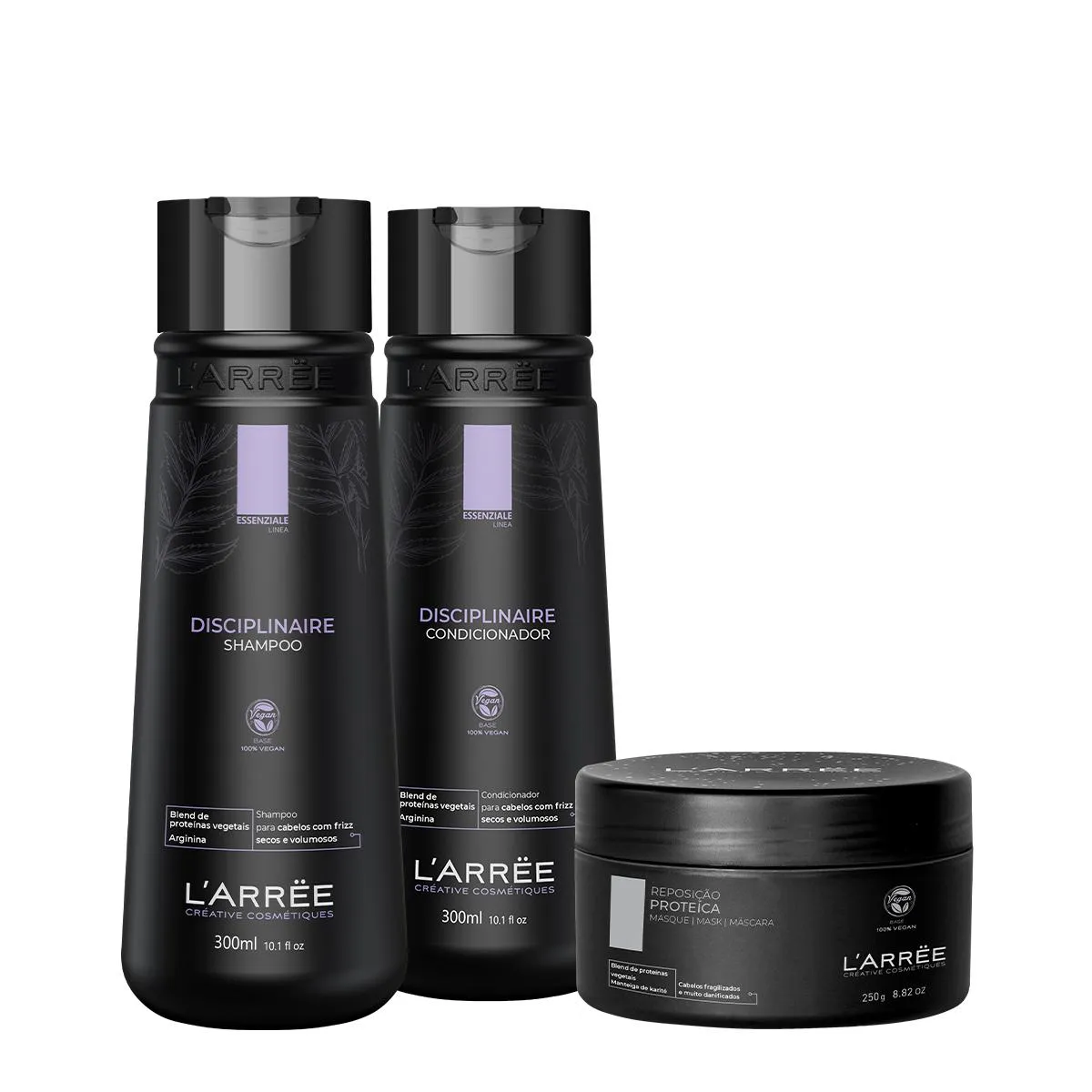 Kit L´Arrëe Essenziale Disciplinaire Shampoo Condicionador E Tratamento Intensivo Máscara de Reparação (3 Produtos)