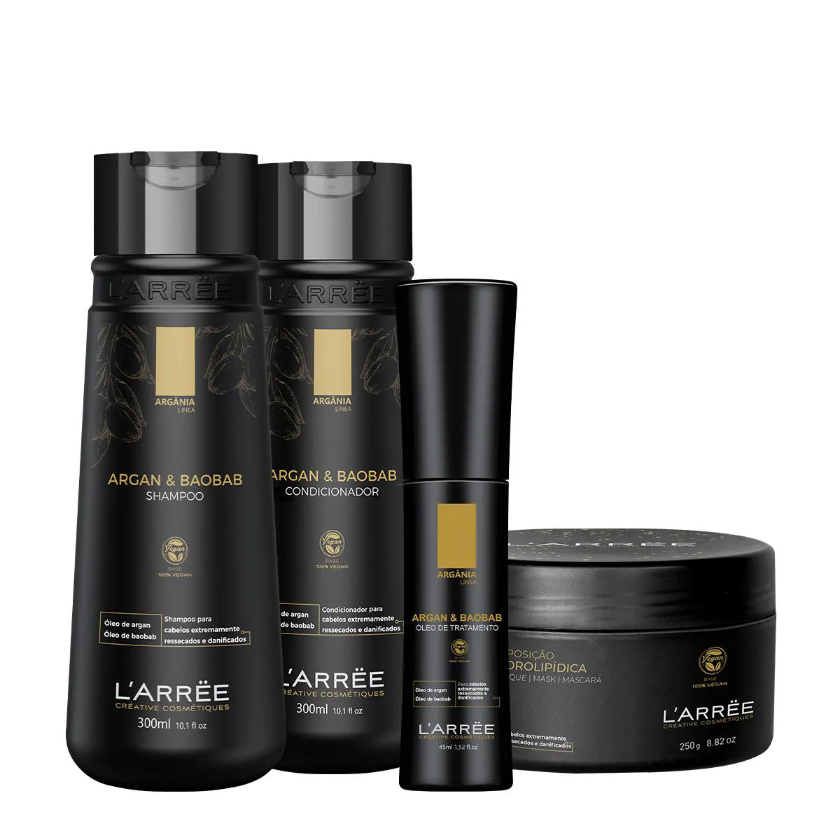Kit L´Arrëe Argan & Baobab Shampoo Condicionador Máscara E Óleo (4 Produtos)