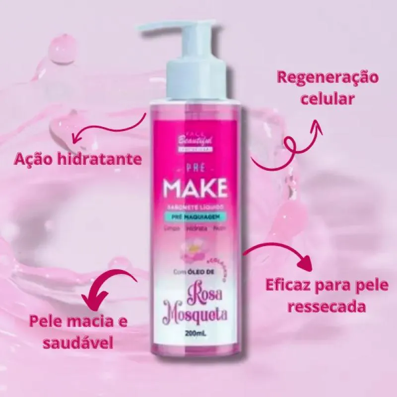 SABONETE LIQUIDO PRÉ MAKE COM ÓLEO DE ROSA MOSQUETA FACE BEAUTIFUL 200ML
