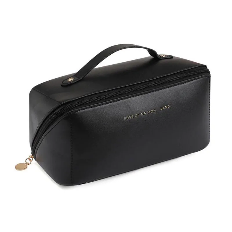 NéCESSAIRE BOLSA FEMININA ORGANIZADOR VIAGEM MAQUIAGEM COSMéTICOS GRANDE ESPAçOSA BLOGUEIRA Preto