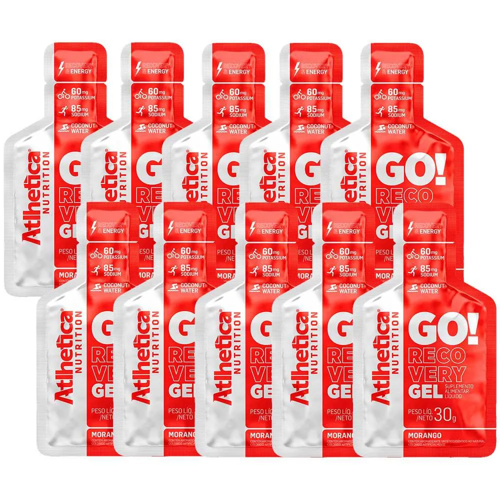 GO! RECOVERY GEL - CAIXA COM 10 SACHES - ATLHETICA NUTRITION Morango
