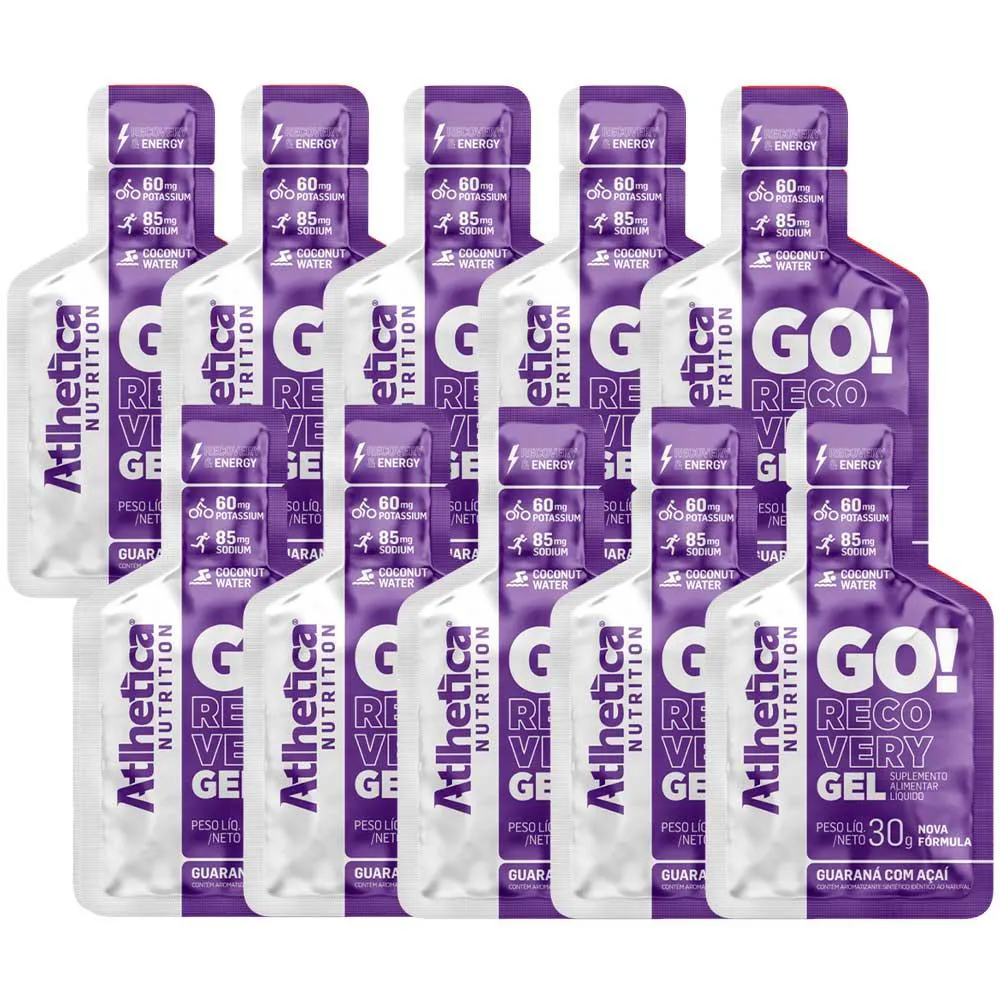 GO! RECOVERY GEL - CAIXA COM 10 SACHES - ATLHETICA NUTRITION Guaraná COM Açai