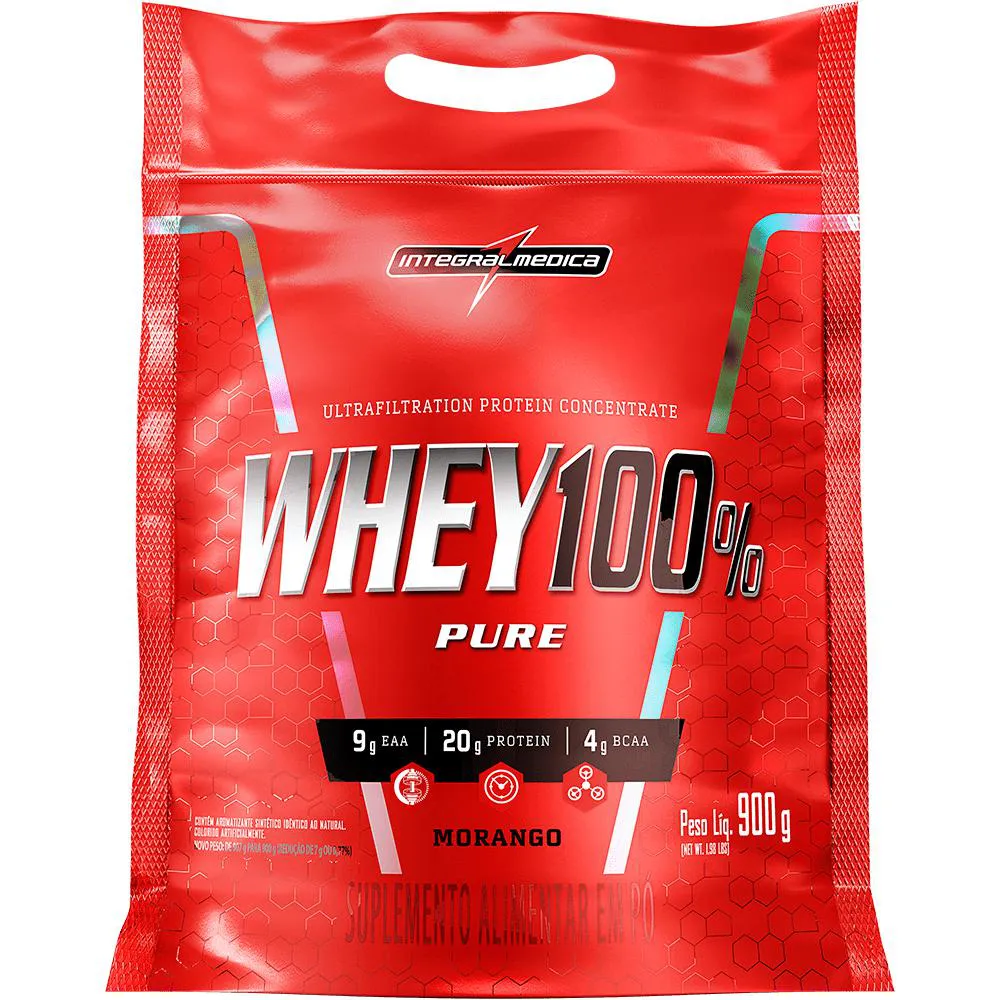 WHEY PROTEIN CONCENTRADO POUCH 900G Morango