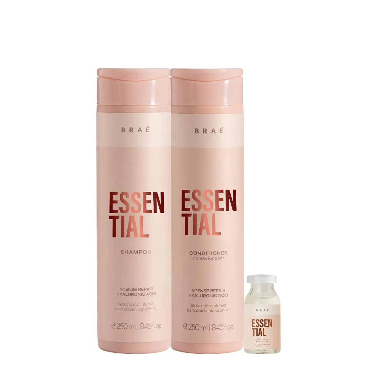 KIT BRAé ESSENTIAL SHAMPOO CONDICIONADOR E AMPOLA CAPILAR (3 PRODUTOS)