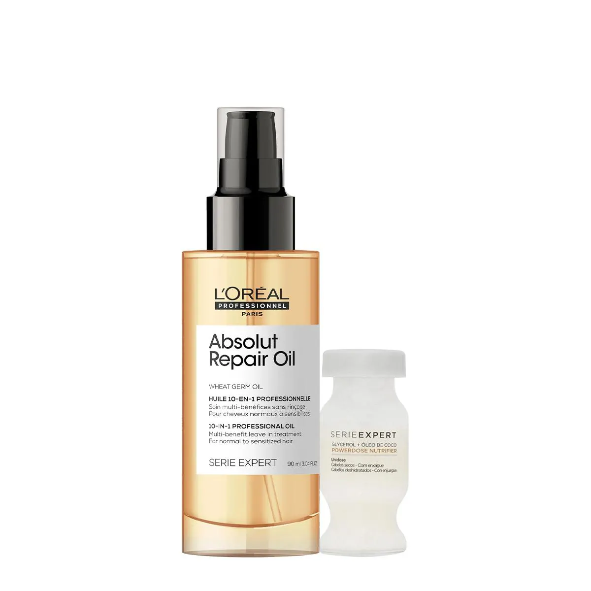 KIT LOREAL PROFESSIONEL SERIE EXPERT ABSOLUT REPAIR GOLD QUINOA 10IN1 ÓLEO 90 E AMPOLA DE NUTRIçãO (2 PRODUTOS)