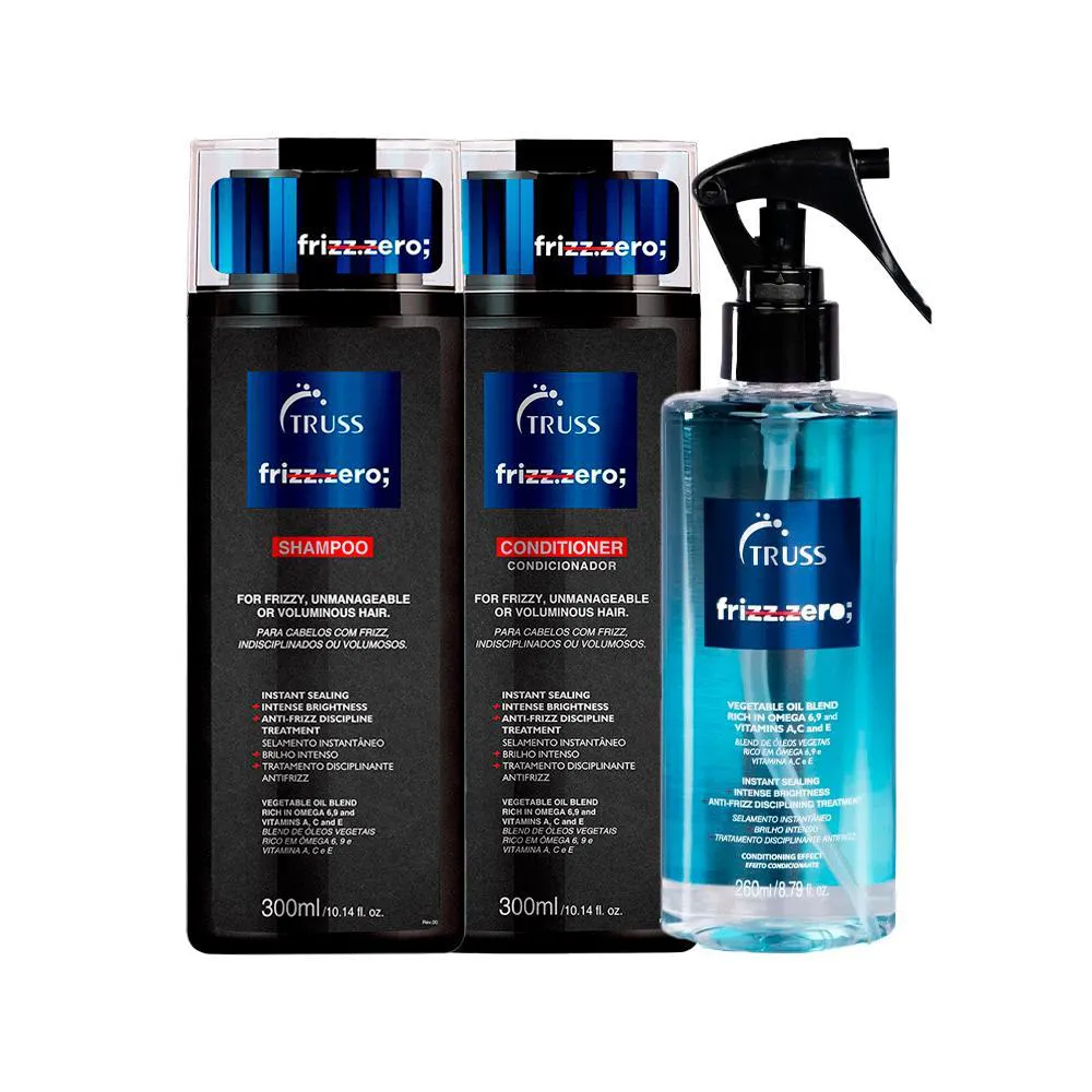 KIT TRUSS FRIZZ ZERO SHAMPOO 300ML + CONDICIONADOR 300ML + FINALIZADOR 260ML