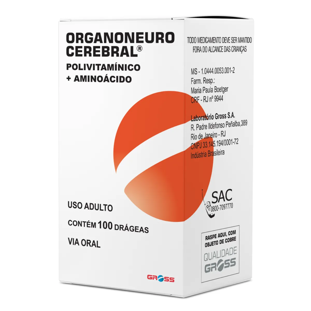 Polivitamínico Organoneuro Cerebral 100 drágeas