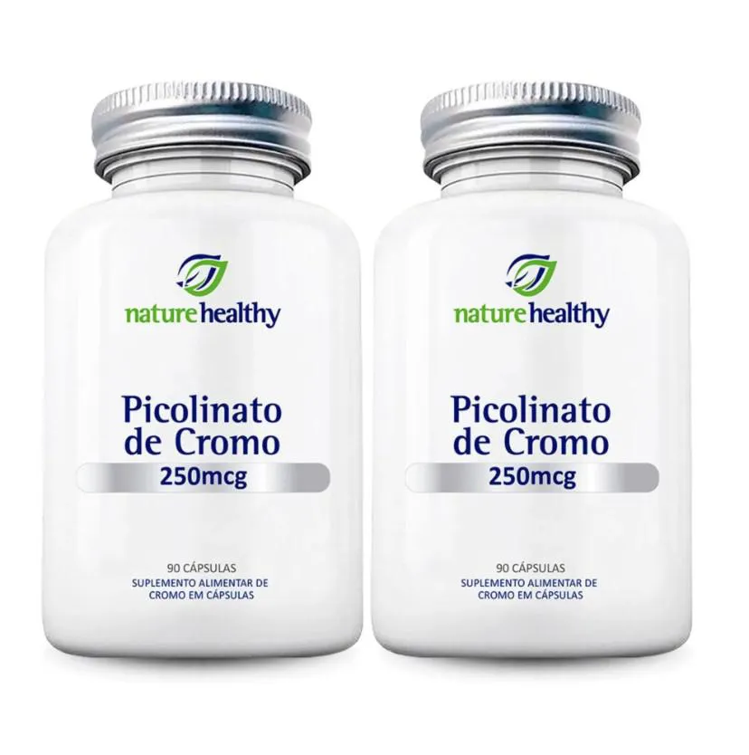 KIT c/ 2 PICOLINATO DE CROMO 250MCG NATURE HEALTHY 90 CÁPSULAS
