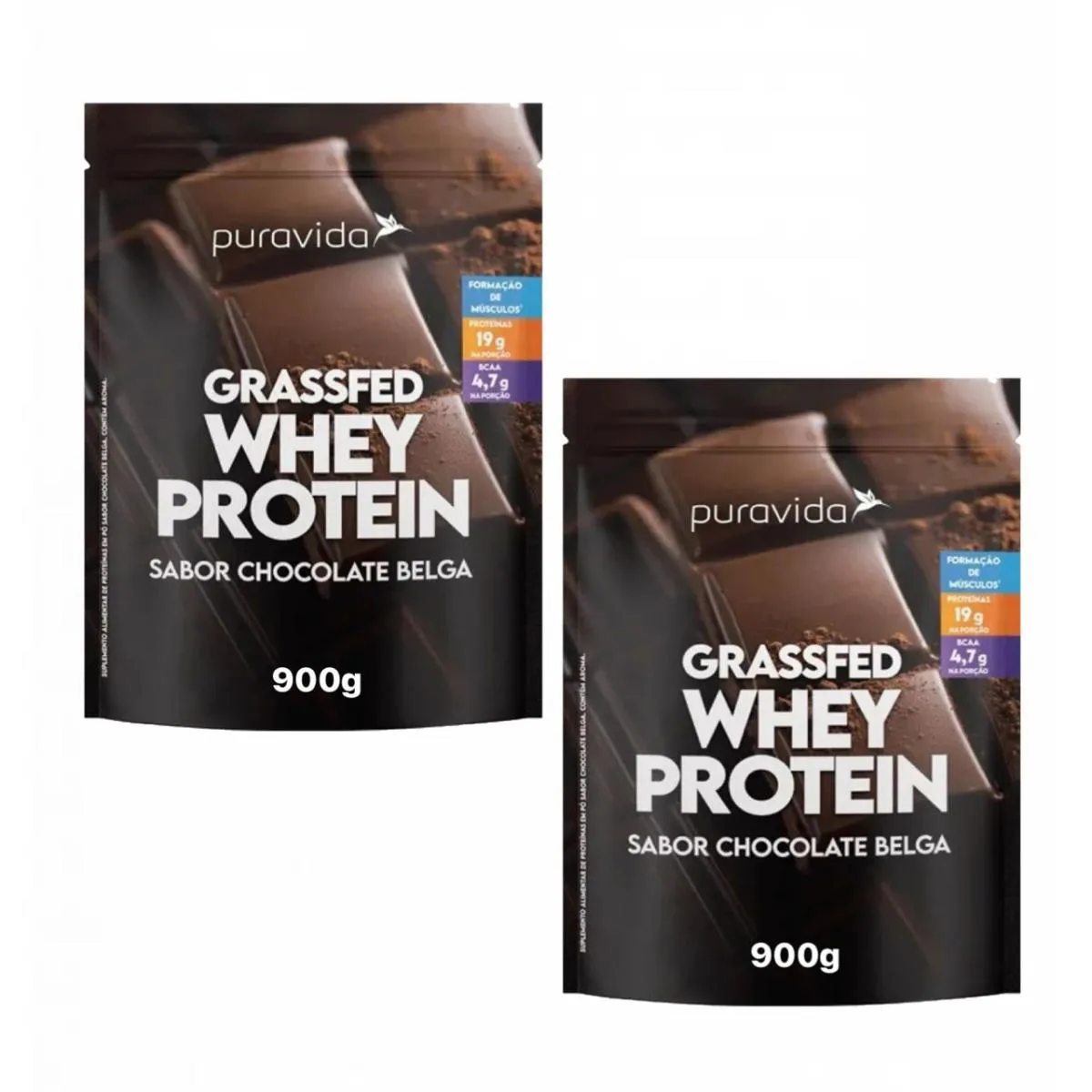 2X GRASSFED WHEY PROTEIN CHOCOLATE BELGA 900G PURAVIDA