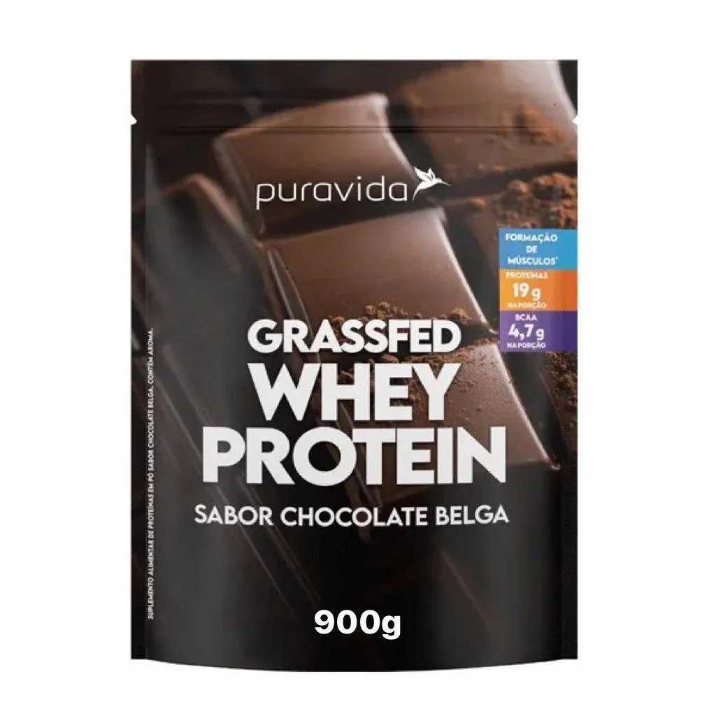 GRASSFED WHEY PROTEIN CHOCOLATE BELGA 900G PURAVIDA