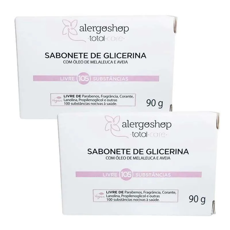 KIT 2 SABONETE EM BARRA GLICERINA ALERGOSHOP 90G