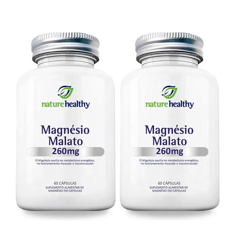 KIT c/ 2 MAGNÉSIO MALATO 260MG NATURE HEALTHY 60 CÁPSULAS