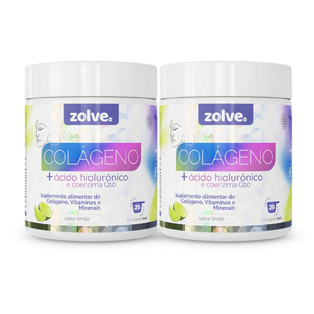 ZOLVE SKIN COLáGENO TIPO I - 2 POTES SABOR LIMÃO - SUPLEMENTO