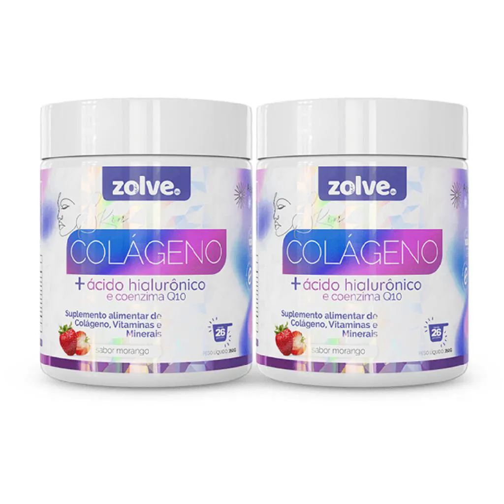 ZOLVE SKIN COLáGENO TIPO I - 2 POTES SABOR MORANGO - SUPLEMENTO