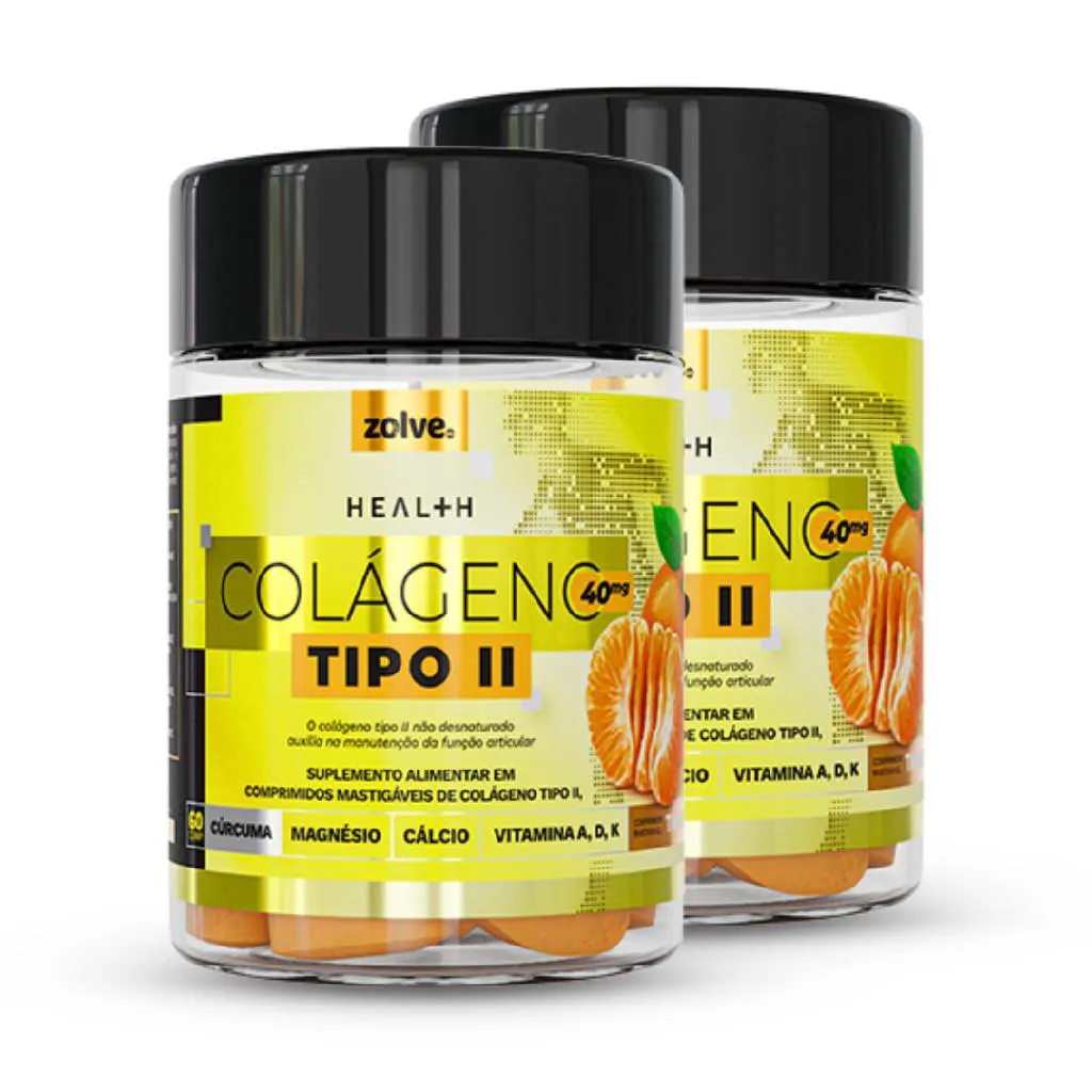ZOLVE COLáGENO TIPO II - 2 POTES- SUPLEMENTO VITAMINA MASTIGáVEL