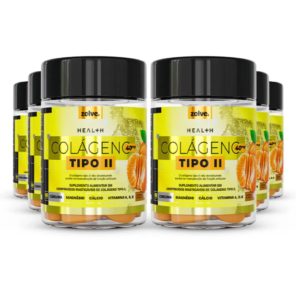 ZOLVE COLáGENO TIPO II - 6 POTES- SUPLEMENTO VITAMINA MASTIGáVEL