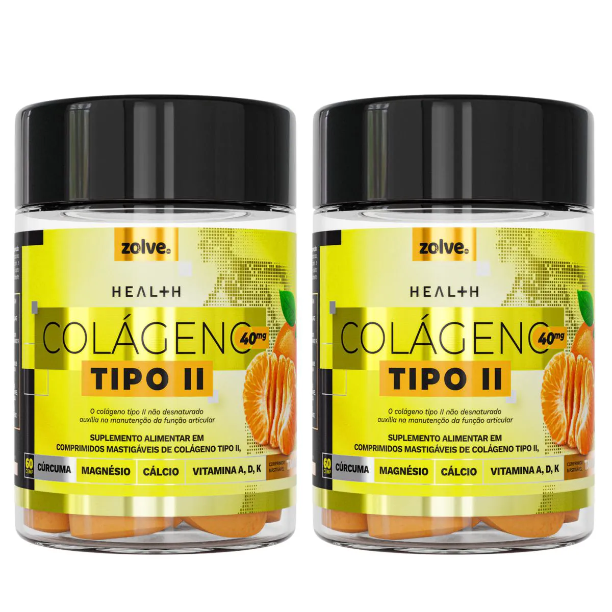 2X COLáGENO TIPO II C/ MAGNéSIO 60 CáPSULAS TANGERINA - ZOLVE