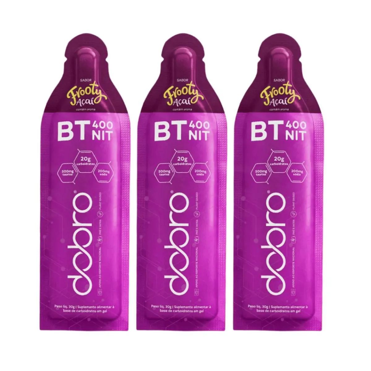 BT 400 NITRATO GEL 3 SACHêS 30G CARBOIDRATOS DOBRO Frooty Açaí