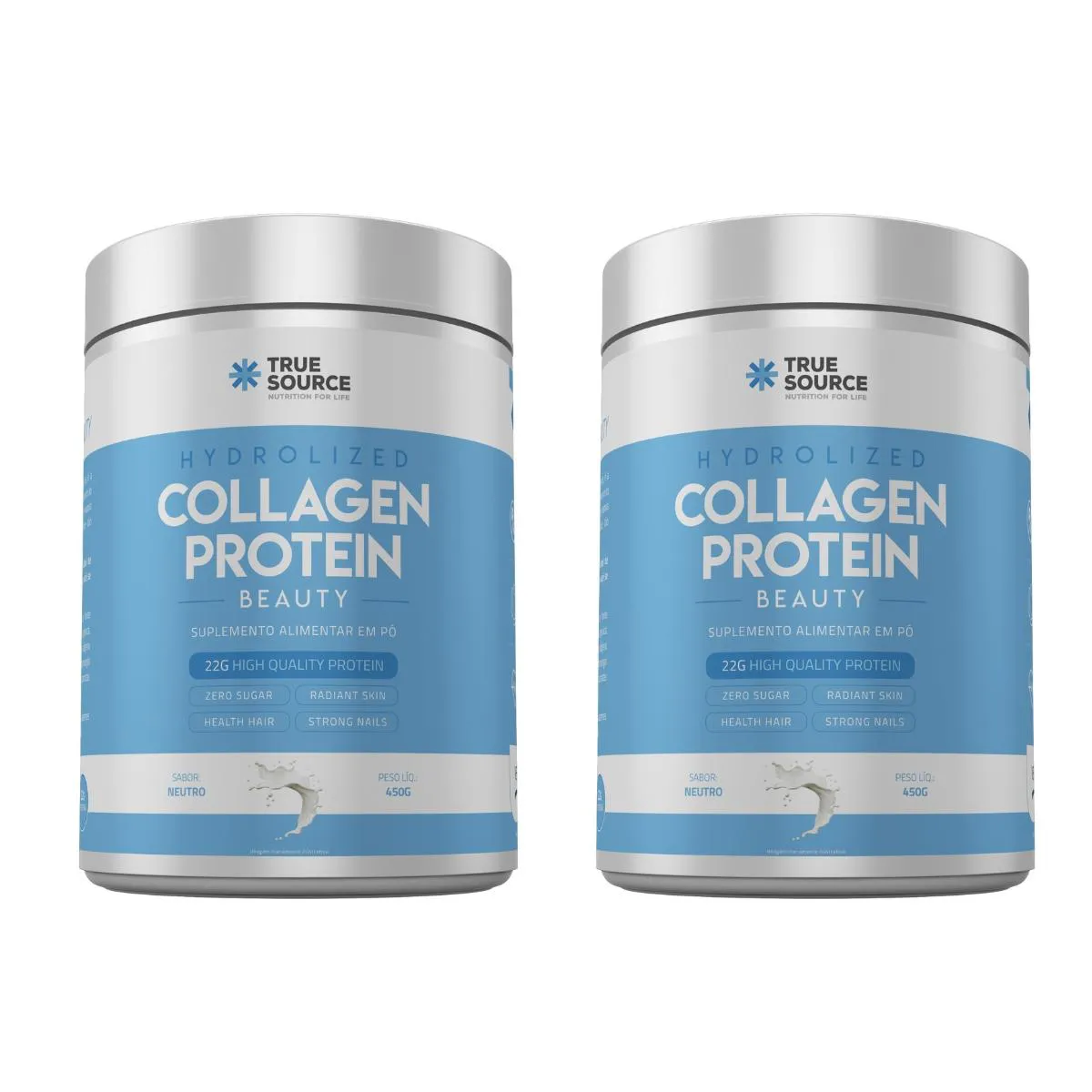 KIT 2 COLLAGEN PROTEIN 450G COLáGENO VERISOL PROTEíNA TRUESOURCE SEM Sabor