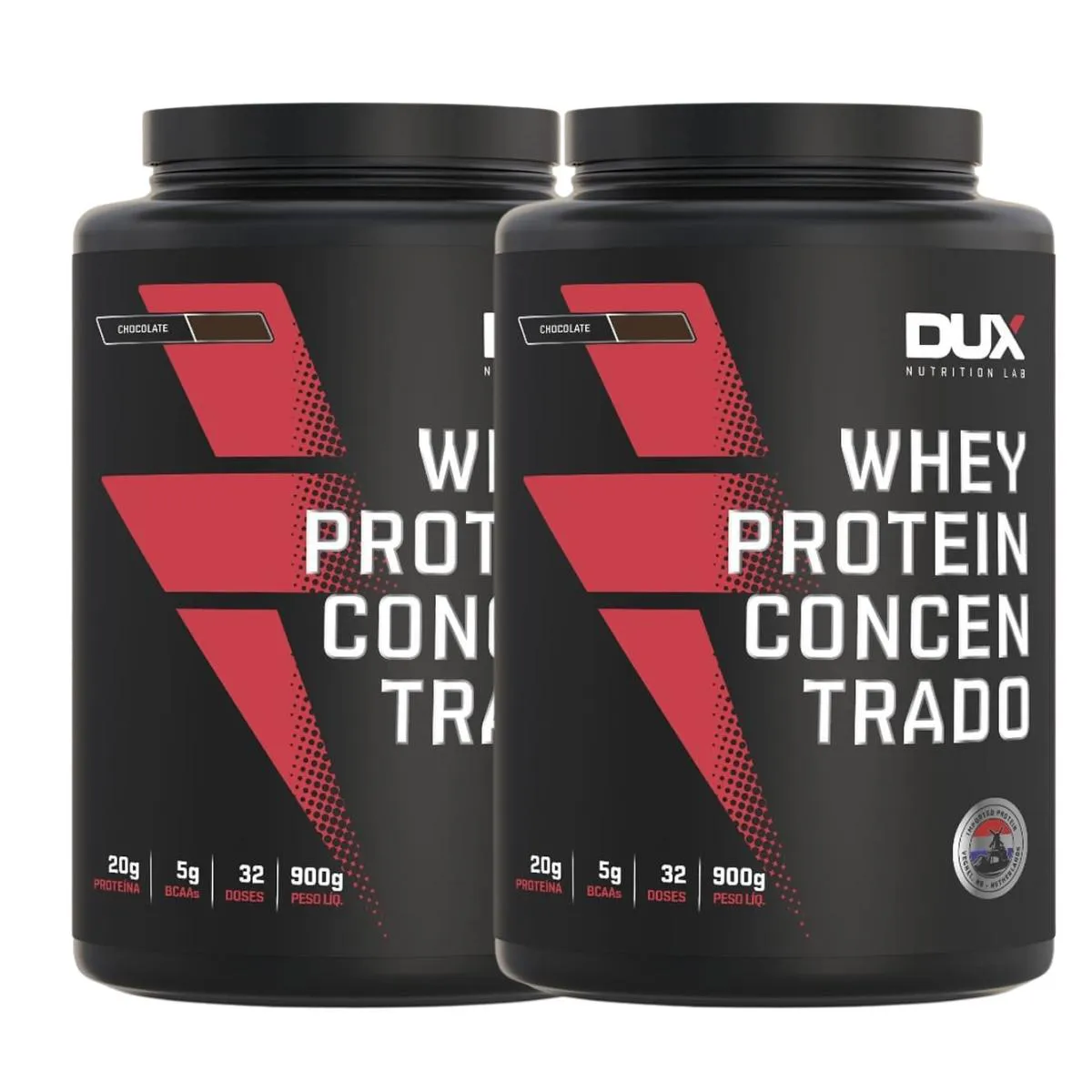 KIT 2 WHEY PROTEIN CONCENTRADO BCAA TODOSSABORE 900G DUX NUTRITION Chocolate