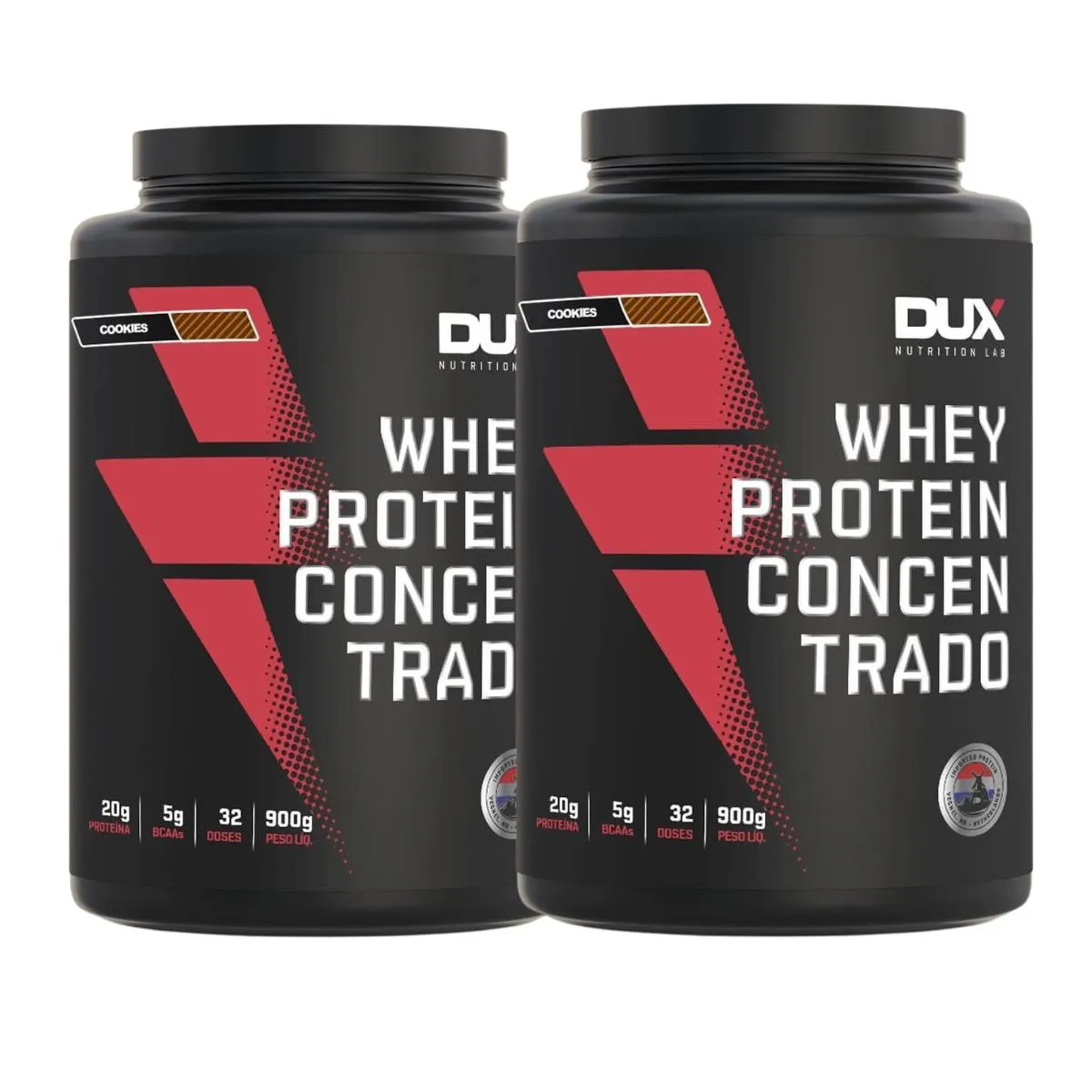 KIT 2 WHEY PROTEIN CONCENTRADO BCAA TODOSSABORE 900G DUX NUTRITION Cookies