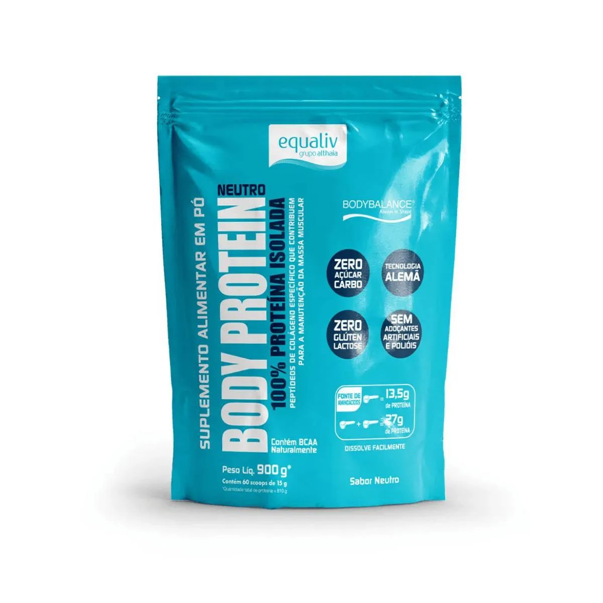 BODY PROTEIN PROTEíNA ISOLADA COLáGENO HIDROLISADO 900G POUCH EQUALIV