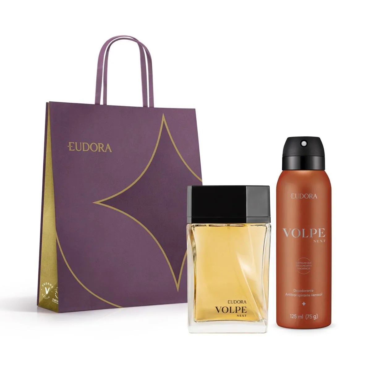 KIT VOLPE NEXT: DESODORANTE COLôNIA 100ML + DESODORANTE  ANTITRANSPIRANTE AEROSOL 125ML + SACOLA