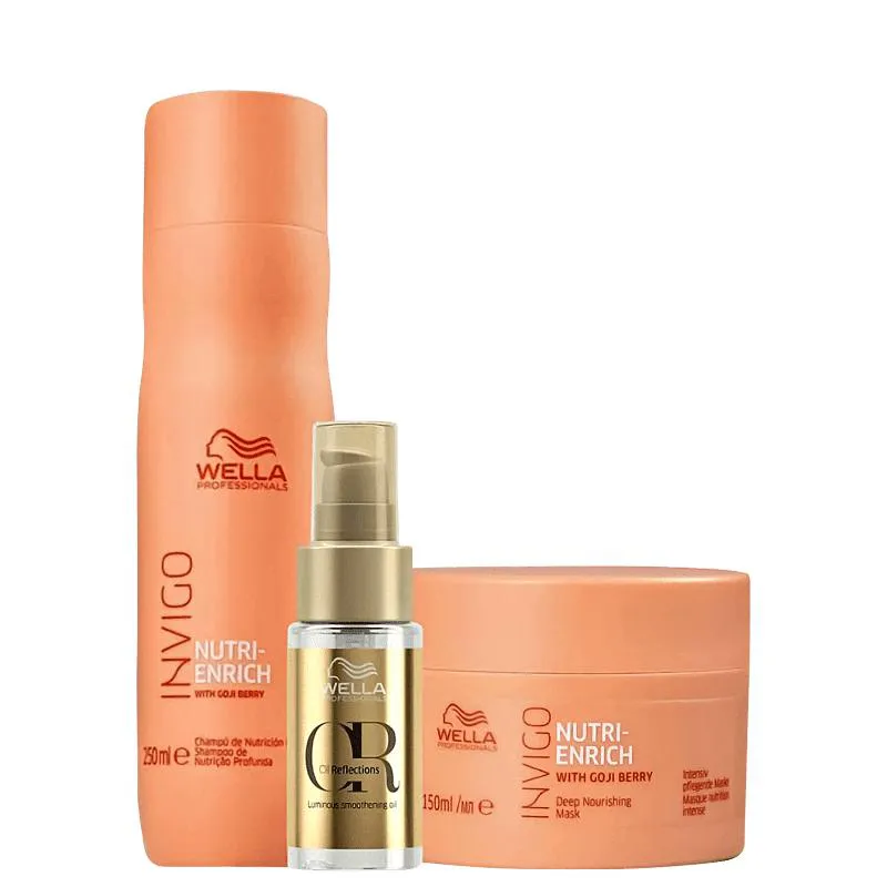 KIT WELLA PROFESSIONALS INVIGO NUTRI-ENRICH + OIL REFLECTIONS TREAT (3 PRODUTOS)