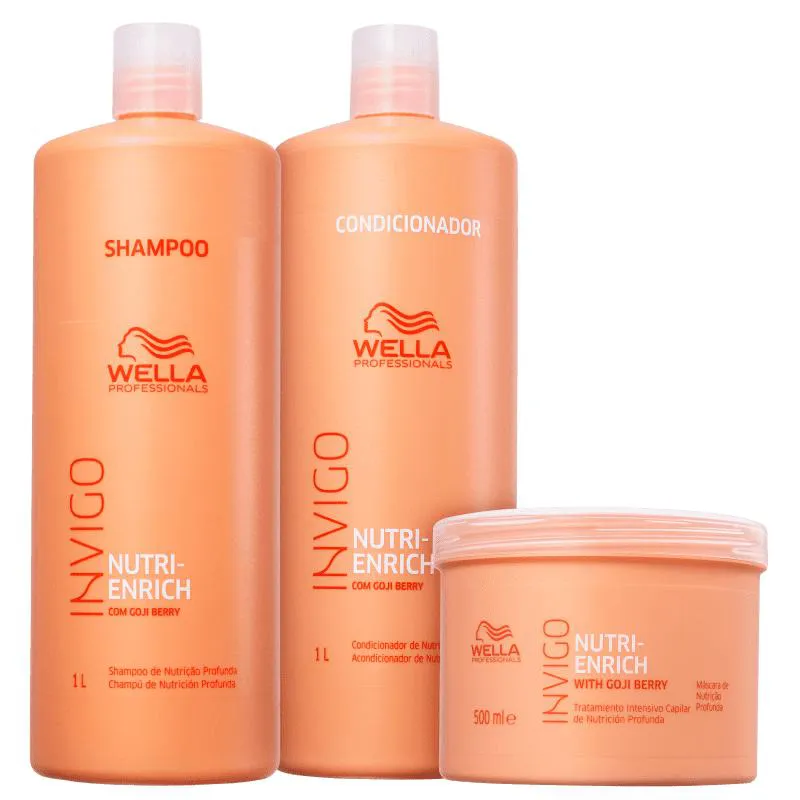 KIT WELLA PROFESSIONALS INVIGO NUTRI-ENRICH - SHAMPOO 1000ML + CONDICIONADOR 1000ML + MáSCARA 500ML